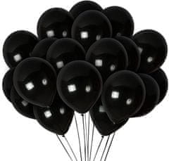 Camerazar Sada 50 balónov v čiernej a striebornej farbe, latex, priemer 30 cm