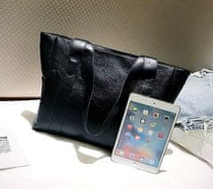 Camerazar Veľká dámska nákupná taška A4, čierna, ekologická umelá koža, 36x29x10 cm