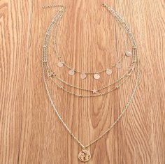 Camerazar Zlatý náhrdelník s kovovou retiazkou, dĺžka 55 cm, šírka prívesku 2,5 cm, boho štýl