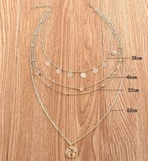 Camerazar Zlatý náhrdelník s kovovou retiazkou, dĺžka 55 cm, šírka prívesku 2,5 cm, boho štýl