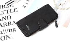 Camerazar Veľká dámska peňaženka z ekologickej umelej kože so zipsom, čierna, 19x10x2 cm