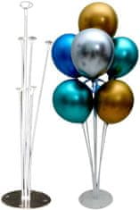 Camerazar Stojan na balóny, priehľadný plast, 70 cm, so 7 košíkmi a stabilnou základňou