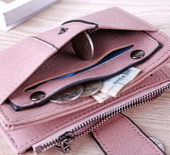 Camerazar Stredná dámska peňaženka z umelej kože šetrná k životnému prostrediu so zapínaním na patentku, sivá, 14x9,5x2 cm