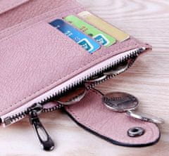 Camerazar Stredná dámska peňaženka z umelej kože šetrná k životnému prostrediu so zapínaním na patentku, sivá, 14x9,5x2 cm