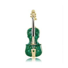 Flor de Cristal Flamenco Mystique Elegantná ozdobná brošňa GREEN HARVEN BZ80, krištáľ, 1,9 x 5,2 cm, bez niklu a chrómu