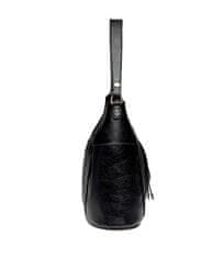 Camerazar Elegantná dámska kabelka cez rameno s nitmi, čierna, ekologická umelá koža, 29x39x14 cm