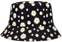 Camerazar Obojstranná čiapka BUCKET HAT so sedmokráskou, čierna, polyester/bavlna, 55-59 cm