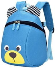 Camerazar Detský batoh Medvedík s ušami, modrý, polyester, 27x22x10 cm + šnúrka