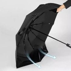 Camerazar Automatický skladací dáždnik Parasol Black Elegantný, čierny, s UV ochranou, 114 cm