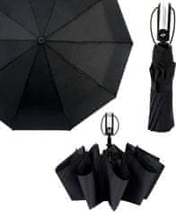 Camerazar Automatický skladací dáždnik Parasol Black Elegantný, čierny, s UV ochranou, 114 cm