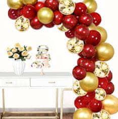 Camerazar Sada 30 červených zlatých balónov s konfetami svadobná narodeninová párty