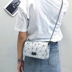 Camerazar Malá dámska taška cez rameno, sivá ekokoža, trojuholníkový vzor, 18x12x5 cm
