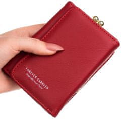 Camerazar Elegantná dámska peňaženka z ekologickej umelej kože, tmavočervená, 12x8,5x4,5 cm