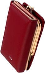 Camerazar Elegantná dámska peňaženka z ekologickej umelej kože, tmavočervená, 12x8,5x4,5 cm
