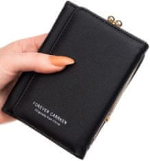 Camerazar Elegantná dámska peňaženka z ekologickej umelej kože, čierna, 12x8,5x4,5 cm