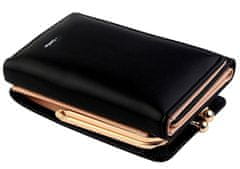 Camerazar Elegantná dámska peňaženka z ekologickej umelej kože, čierna, 12x8,5x4,5 cm