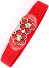 Camerazar Elegantný dámsky elastický opasok na šaty s kvetinovou sponou, 64-95 cm, šírka 3,8 cm, syntetický materiál