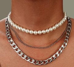 Camerazar Zlatý náhrdelník s perlami, bižutérny kov, dĺžka 38 cm + 6 cm predĺženie