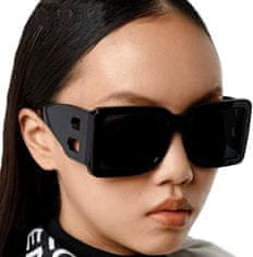 Camerazar Veľké dámske slnečné okuliare obdĺžnikového tvaru, čierny plastový rám, filter UV400 kat.3