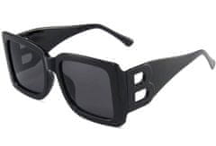 Camerazar Veľké dámske slnečné okuliare obdĺžnikového tvaru, čierny plastový rám, filter UV400 kat.3