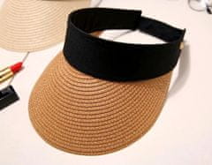 Camerazar Nastaviteľná slamená čiapka so slnečnou clonou, mäkká slama, flexibilná čelenka, dĺžka clony 11 cm