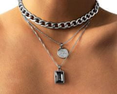 Camerazar Dámsky náhrdelník s retiazkou, tri prívesky, zlatý kov, dĺžka 40 cm