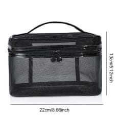 Camerazar Pevná kozmetická taška v čiernej farbe, priehľadný PVC materiál, 22x13 cm