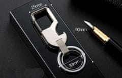 Camerazar Pánsky kovový otvárač na kľúče s karabínou, dĺžka 9 cm, šírka 3 cm