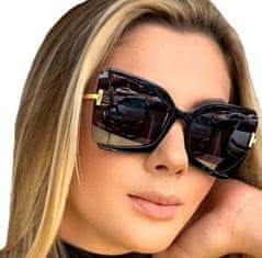 Camerazar Veľké štvorcové dámske slnečné okuliare s mačacími očami, kovový rám, UV filter 400 cat 3, dĺžka 14,5 cm