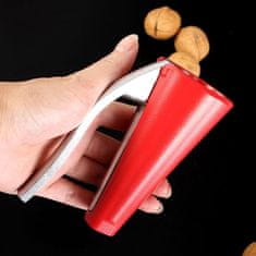 Camerazar Stabilný kovový luskáčik na orechy s pružinou, oceľ, 11,2x5,6 cm, červený