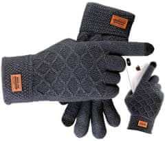 Camerazar Pánske zimné rukavice s hrejivým dotykom, sivé, 100% akrylová priadza, univerzálna veľkosť