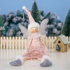 Flor de Cristal Flamenco Mystique Sediaci vianočný anjel s plyšom a pieskom, 38 cm, šírka 11 cm