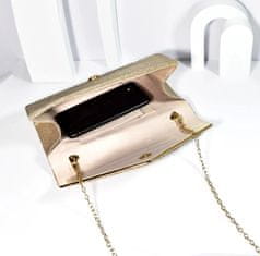 Camerazar Elegantná dámska spoločenská kabelka s trblietkami, zlatá, syntetický materiál, 25,5x13 cm