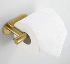 Camerazar Samolepiaci držiak na toaletný papier Loft, zlatá farba, nerezová oceľ, 10x8x16 cm