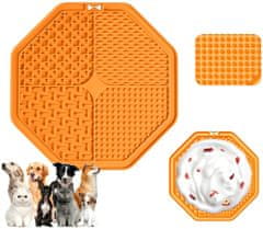 Camerazar Antistresová lízacia podložka pre psy a mačky, oranžová, silikónová, 20x20x0,6 cm