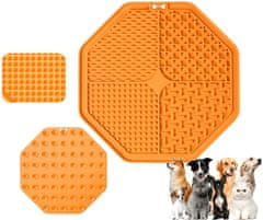 Camerazar Antistresová lízacia podložka pre psy a mačky, oranžová, silikónová, 20x20x0,6 cm