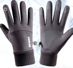 Camerazar Pánske zateplené dotykové rukavice, sivé, elastan-polyester, veľkosť L