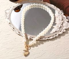 Camerazar Perlový náhrdelník s príveskom v tvare srdca, dĺžka 46 cm, veľkosť prívesku 2x2 cm