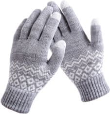 Camerazar Teplé severské rukavice pre ženy, sivé, akrylová priadza, 22x10,5 cm