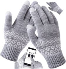 Camerazar Teplé severské rukavice pre ženy, sivé, akrylová priadza, 22x10,5 cm