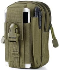 Camerazar Taktické puzdro na telefón, odolný polyester, s priehradkami na zips a držiakom na karabínu