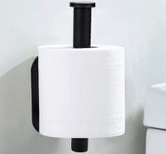 Camerazar Držiak na toaletný papier Loft, čierny matný, nerezová oceľ, 10x8x16 cm