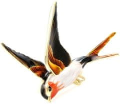 Camerazar Elegantná brošňa s vtáčikom, šperková zliatina, šírka 5 cm - výška 4 cm