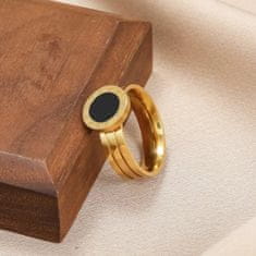 Camerazar Elegantný zlatý prsteň s motívom rímskych hodín, chirurgická oceľ 316L, veľkosť 8