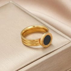 Camerazar Elegantný zlatý prsteň s motívom rímskych hodín, chirurgická oceľ 316L, vnútorný priemer 14,3 mm