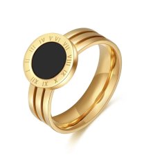 Camerazar Elegantný zlatý prsteň s motívom rímskych hodín, chirurgická oceľ 316L, vnútorný priemer 14,3 mm