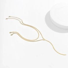 Camerazar Dvojitý náhrdelník z chirurgickej ocele 316L, zlatá farba, dĺžka 35+7 cm a 30+7 cm
