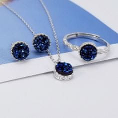 Flor de Cristal Strieborný náhrdelník Blue Velvet