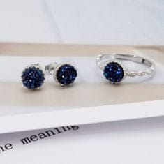 Flor de Cristal Strieborný prsteň Blue Velvet