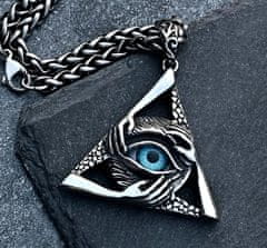 Camerazar Pánsky náhrdelník s amuletom severského oka, strieborná chirurgická oceľ, dĺžka 60 cm